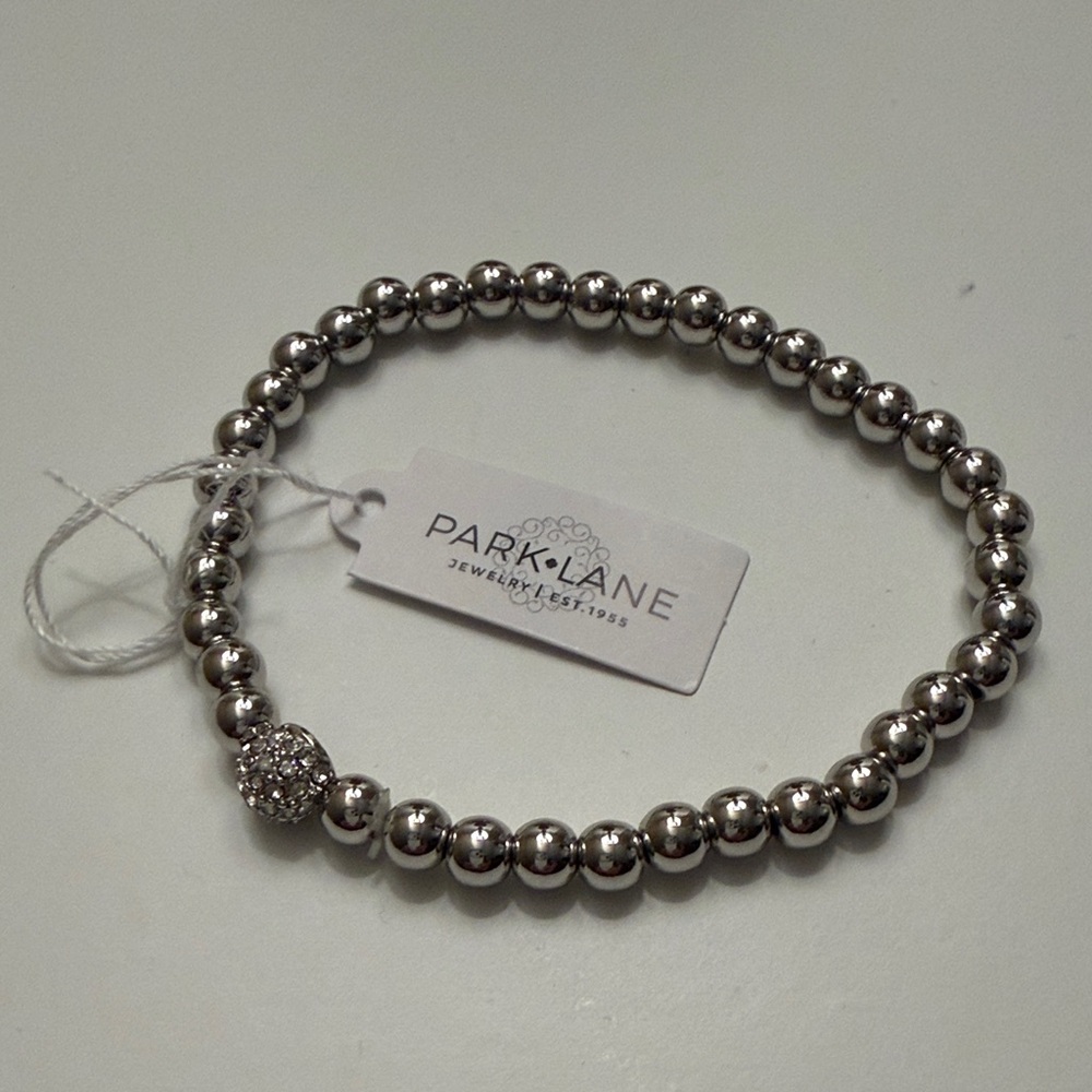 Park Lane Silver-Tone Beaded Bracelet with Pave Accent